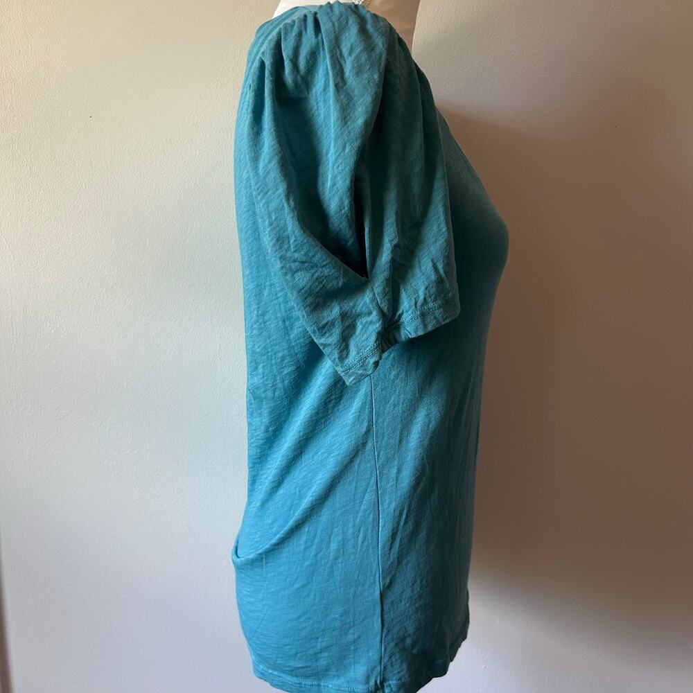 Sundry by Anthropologie Teal Fitted T-Shirt Blouse Light Size 0 - Picture 3 of 7